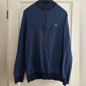 Vineyard Vines Men's Navy Textured Quarter-Zip Sweater